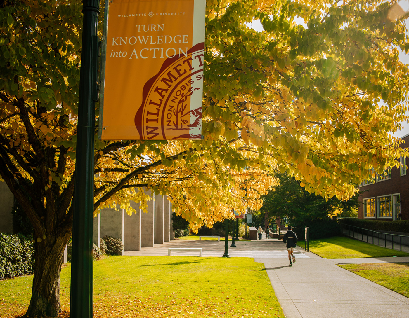 Knowledge into Action banner on campus
