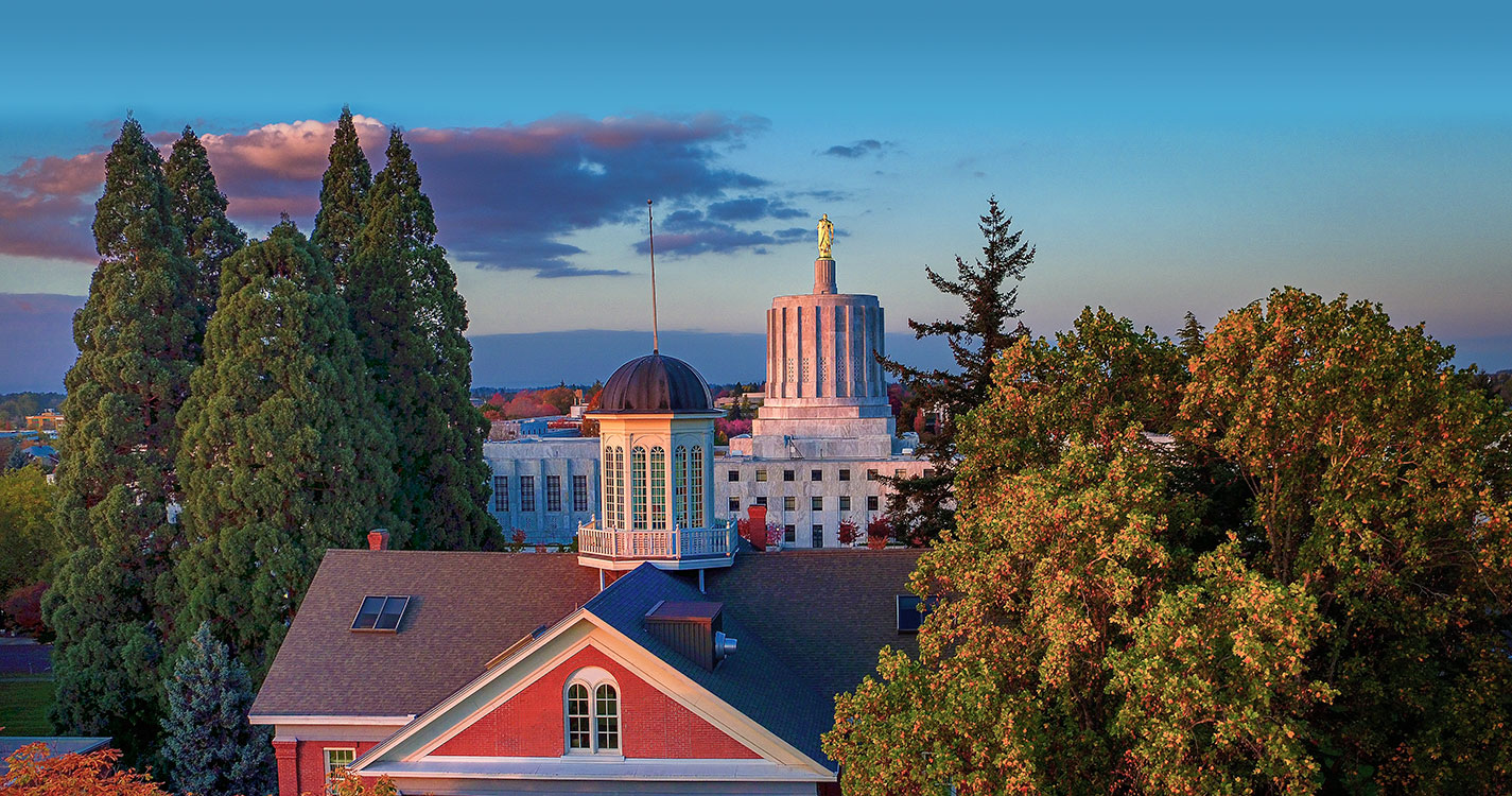 Waller Hall with Oregon Capitol in the background